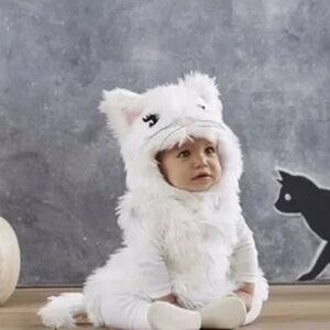 Pottery Barn Kids White Kitty Fur Cat Costume • Girls Size 2-3T • Nearly New